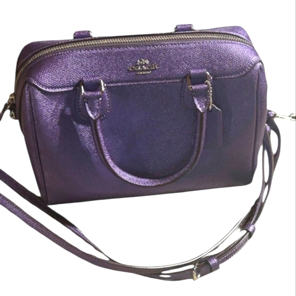 Coach Handbags - Coach Bennett Satchelin Small, Crossgrain Leather-Purple with Strap SOLDOUT
